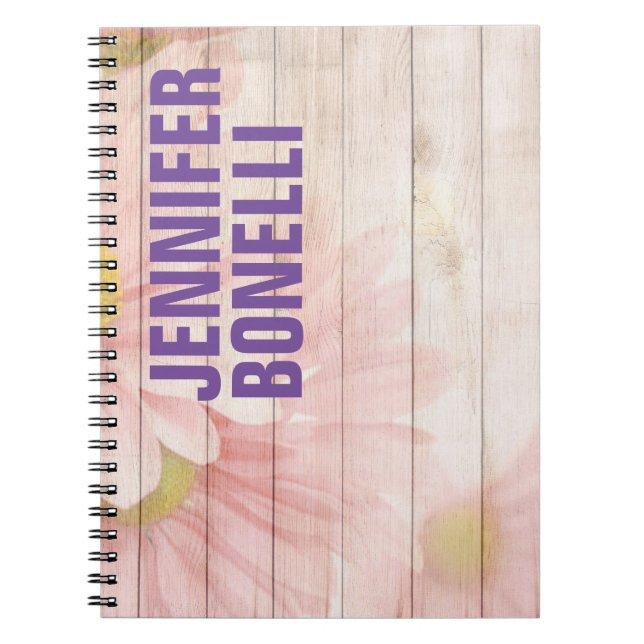 Personalised Modern Minimalist Bold Text Floral Notebook (Front)