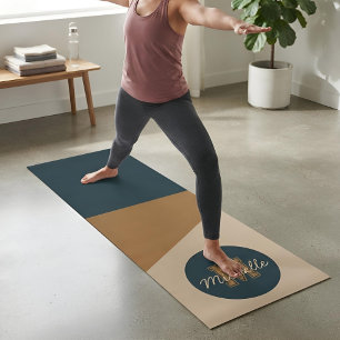 Personalised Modern Minimalist Earth Tone Monogram Yoga Mat
