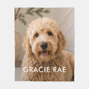 Personalised Modern Minimalist Pet Photo Fleece Blanket