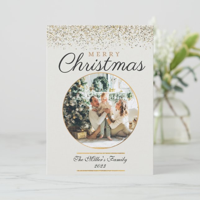 Personalised Modern Minimalist Photo Christmas Holiday Card (Standing Front)