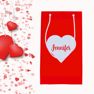 Personalised Modern Minimalist Red Valentine  Small Gift Bag