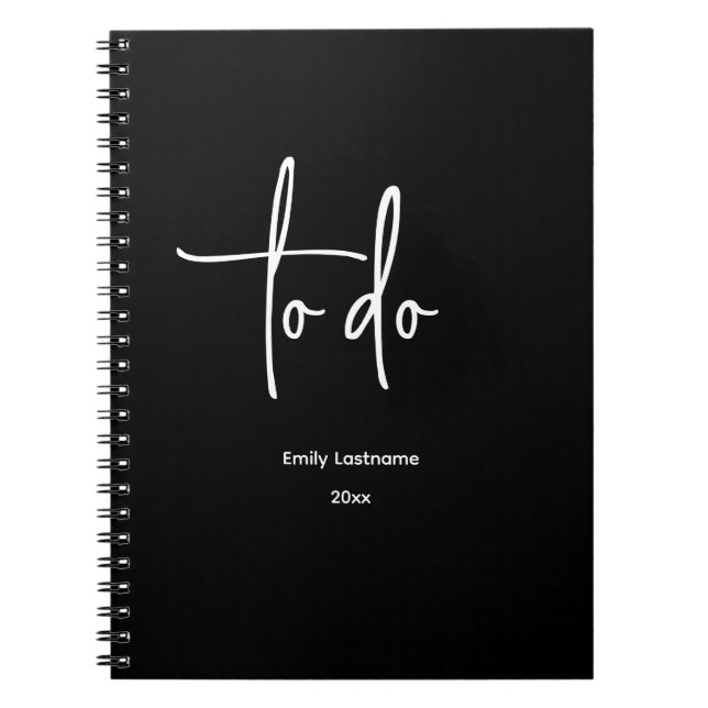 Personalised Modern Minimalist To Do Notebook (Front)