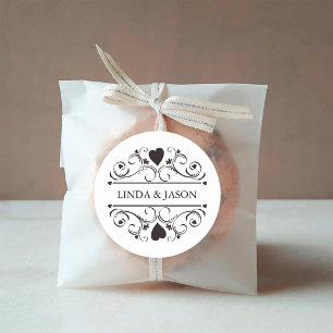 Personalised Modern Minimalist Wedding Classic Round Sticker