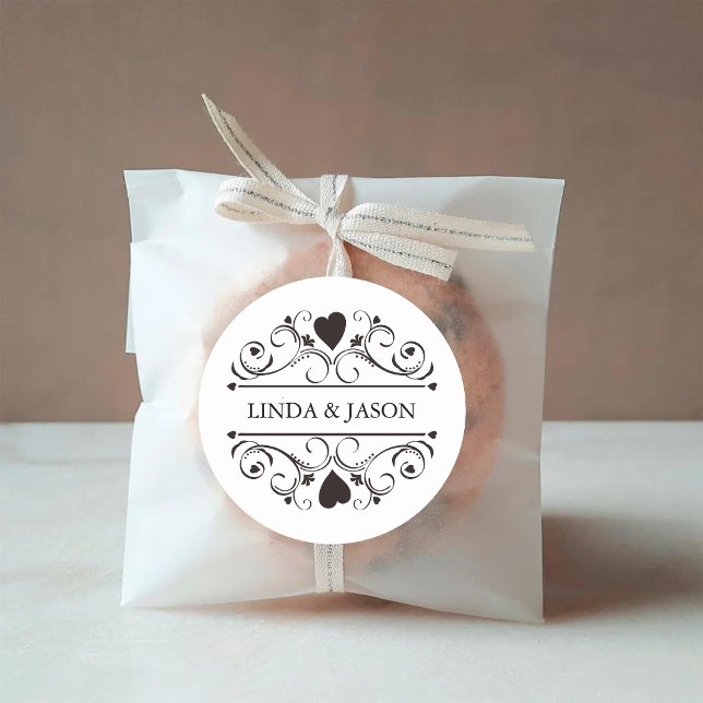 Personalised Modern Minimalist Wedding Classic Round Sticker (Personalized minimalist wedding sticker adds clean elegance to custom envelopes and guest favors)