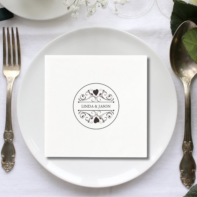 Personalised Modern Minimalist Wedding Napkin (Personalized minimalist wedding napkins add clean elegance to your modern celebration.)