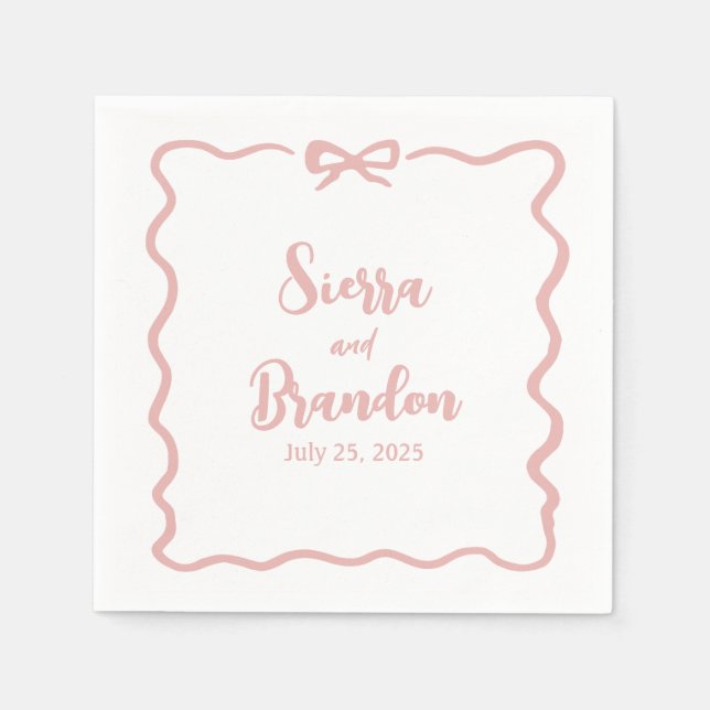 Personalised Modern Minimalist Wedding Napkins (Front)
