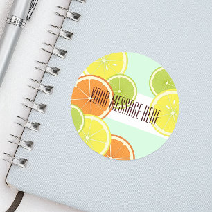 Personalised Modern Mint Green Citrus Fruit Slices Classic Round Sticker