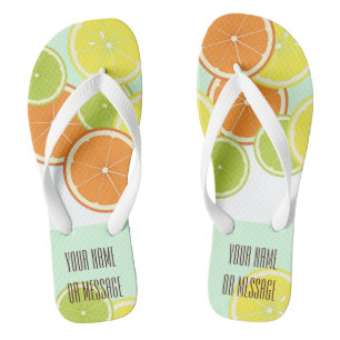 Personalised Modern Mint Green Citrus Fruit Slices Flip Flops