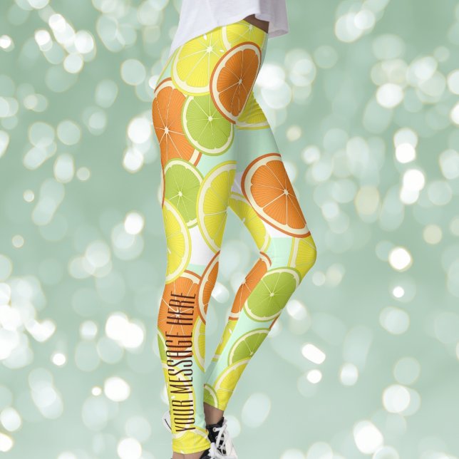 Personalised Modern Mint Green Citrus Fruit Slices Leggings (Creator Uploaded)