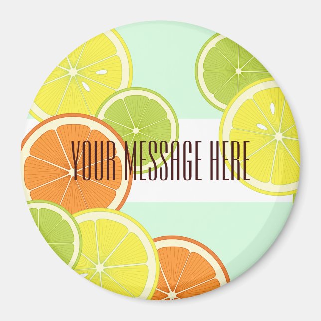 Personalised Modern Mint Green Citrus Fruit Slices Magnet (Front)