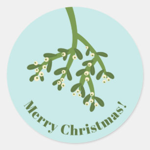 Personalised Modern Mistletoe Christmas Classic Round Sticker