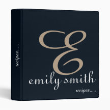 Personalised Modern Monogram Blue Recipes