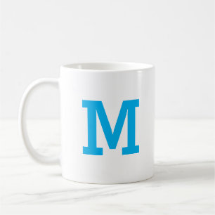 Personalised Modern Monogram Initial Letter Blue Coffee Mug