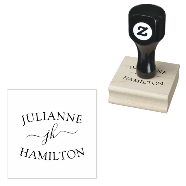 Personalised Modern Monogram Rubber Stamp (Stamped)