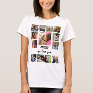 Personalised Modern mothers day 13 photo Collage T-Shirt