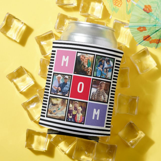 Personalised Modern Mothers day Mum Photo Collage Can Cooler (In Situ Summer)