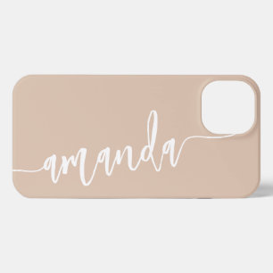 Personalised Modern Name Beige iPhone 13 Case