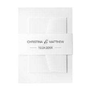 Personalised Modern NAME Black & White Wedding Invitation Belly Band
