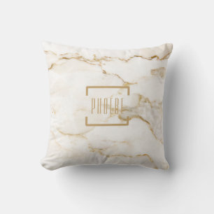 Personalised Modern Name Gold Effect Marble Cushion