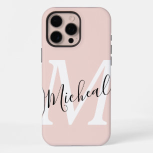 Personalised Modern Name Monogram Pink iPhone 16 Pro Max Case