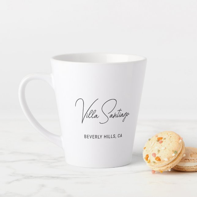 Personalised Modern Name of Home Residence Latte Mug (In Situ)