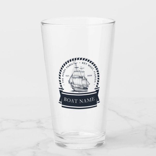 Personalised Modern Nautical Blue Glass (Front)