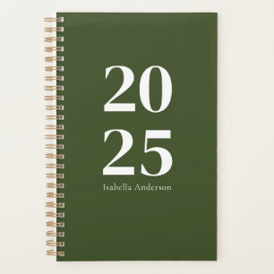 Personalised Modern Olive Green Monthly/Weekly Planner