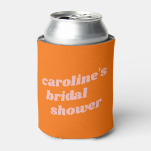 Personalised Modern Orange Retro Bridal Shower Can Cooler