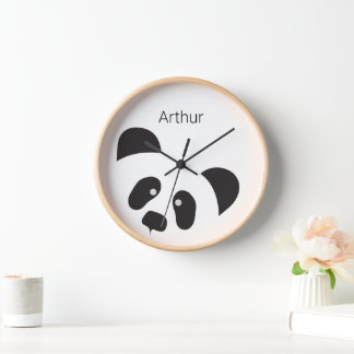 Personalised Modern Panda Nursery Child's Room Clock