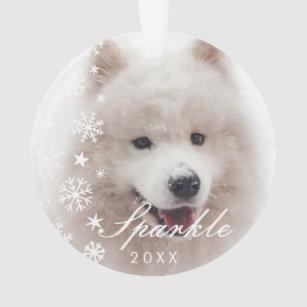 Personalised Modern Pet Photo with Snowflakes  Ornament