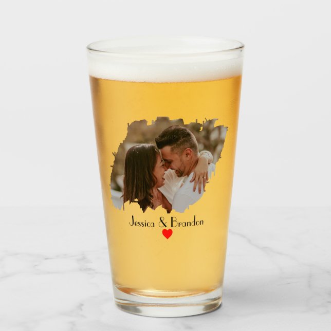 Personalised Modern Photo Beer Glass - Unique Gift (Front Filled)