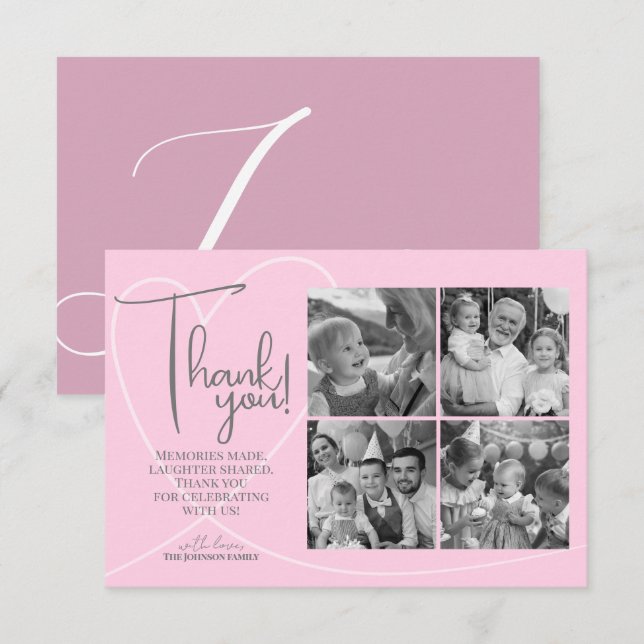 Personalised modern photo Collage Thank You Card (Front/Back)