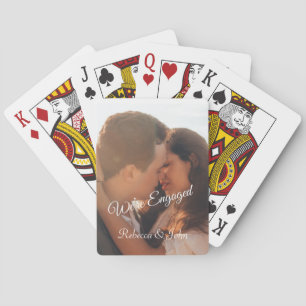 Personalised Modern Photo Engagement Calligraphy Playing Cards