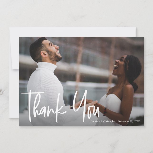 Personalised Modern Photo Wedding Thank You Card (Front)