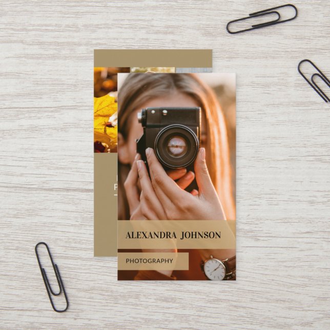 Personalised & Modern Photographer Business Card (Front/Back In Situ)