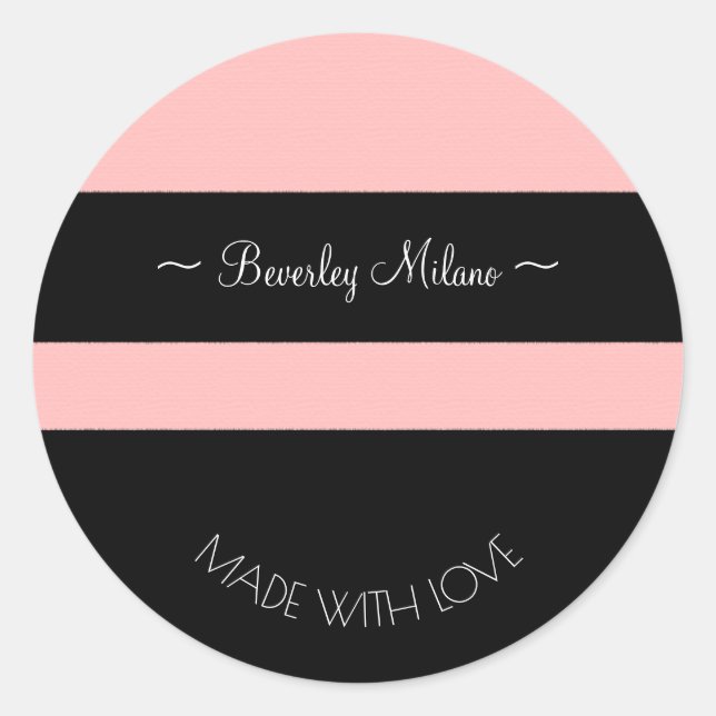 Personalised Modern Pink and Black Stickers (Front)