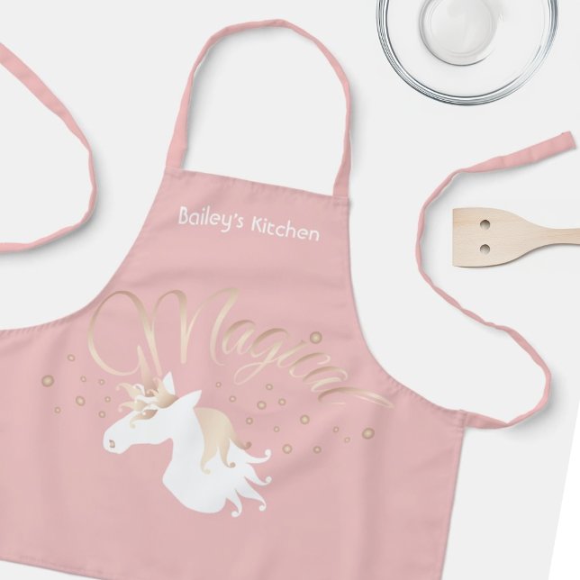 Personalised Modern Pink Magical Unicorn Apron (Creator Uploaded)