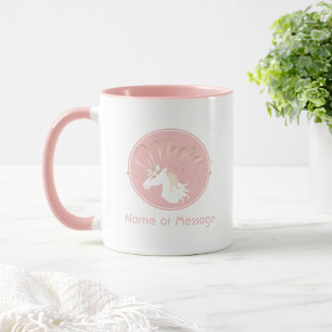 Personalised Modern Pink Magical Unicorn Kids Mug