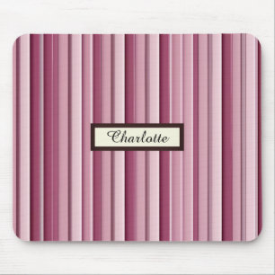 Personalised Modern Pink Mauve Vertical Stripes Mouse Mat