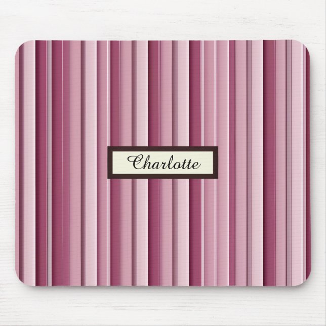 Personalised Modern Pink Mauve Vertical Stripes  Mouse Mat (Front)