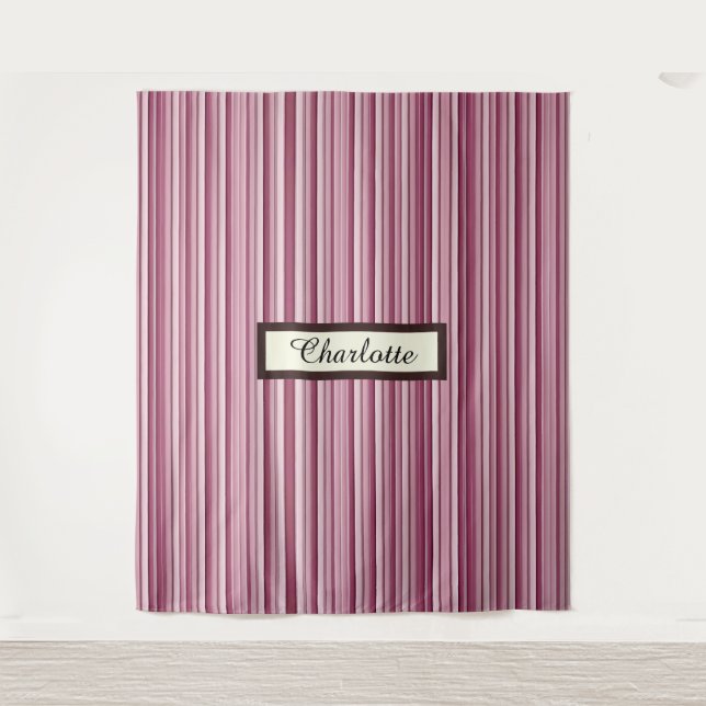Personalised Modern Pink Mauve Vertical Stripes   Tapestry (Front)