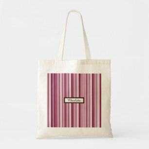 Personalised Modern Pink Mauve Vertical Stripes  Tote Bag