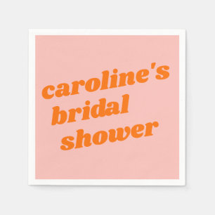 Personalised Modern Pink Orange Retro Baby Shower Napkin