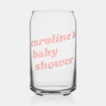 Personalised Modern Pink Retro Favour Baby Shower  Can Glass<br><div class="desc">Personalised Modern Pink Retro Favour Baby Shower Can Glass</div>