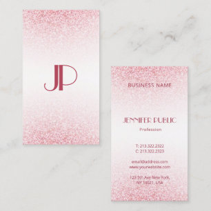 Personalised Modern Pink Rose Gold Glitter Business Card