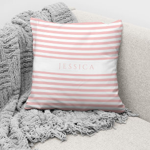 Personalised Modern Pink Stripes Pattern  Cushion