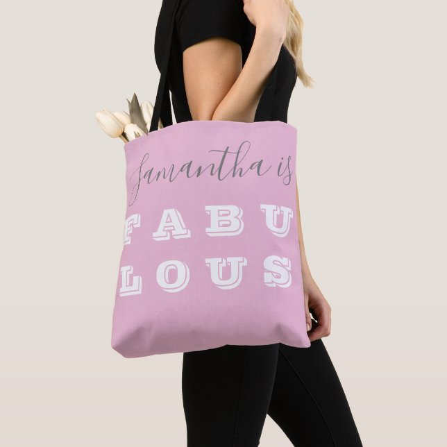 Personalised Modern Pink Typography Tote Bag (Close Up)
