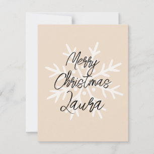 Personalised Modern pink white pastel snowflakes  Card
