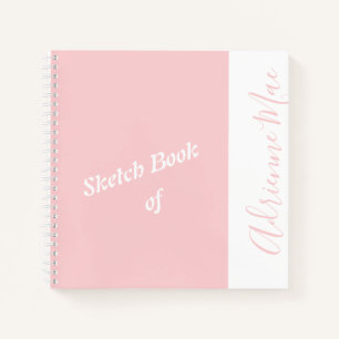 Personalised Modern Pink Your Name Sketchbook Notebook