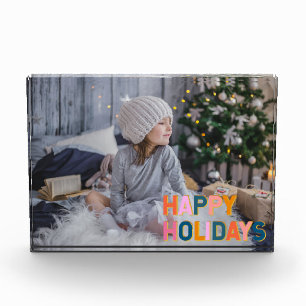 Personalised Modern Playful Holiday Keepsake Photo Block